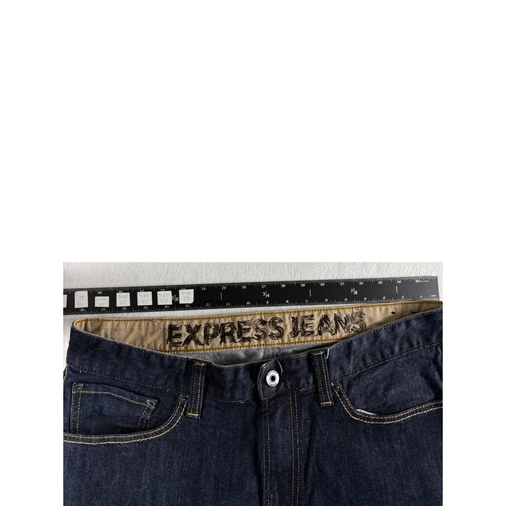 Express Blake Loose Fit Bootcut Jeans Mens 36x34 Blue Denim Stretch Low Rise